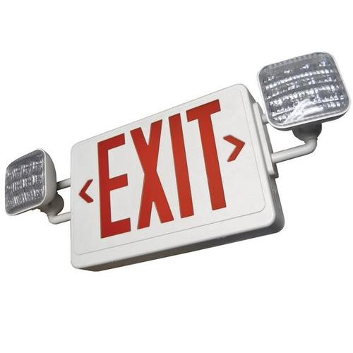 LED Emergency Combo Exit Sign, Red/White