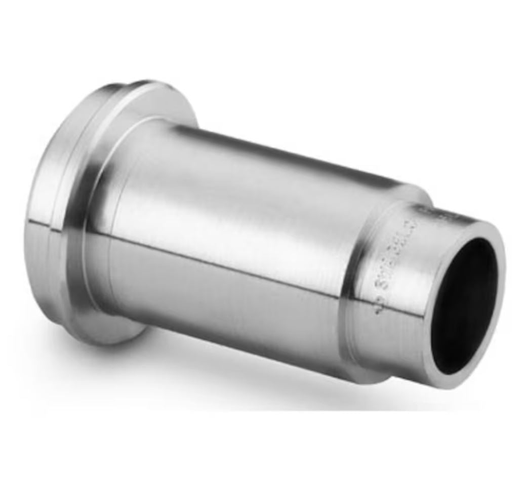 316L VAR VCR Fitting, Long Tube Butt Weld Gland, 1/4 in. VCR x 1/4 x 0.035 in. TBW, 0.36 in. (9.1 mm) Ext