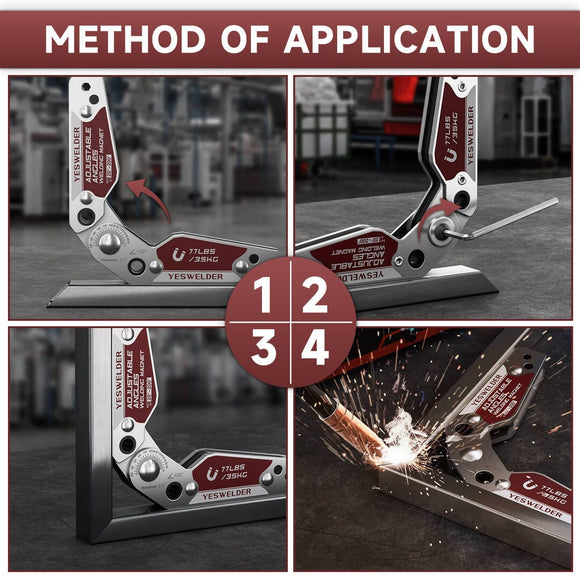 AJM Adjustable Magnetic Welding Holder with Angle Scale – 48lbs / 77lbs Strong Magnet Welding Positioner for Metal Fabrication, Soldering, Pipe Installation