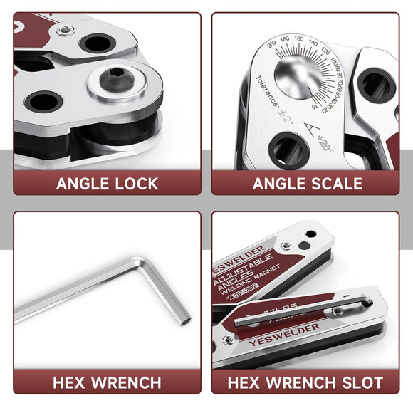 AJM Adjustable Magnetic Welding Holder with Angle Scale – 48lbs / 77lbs Strong Magnet Welding Positioner for Metal Fabrication, Soldering, Pipe Installation