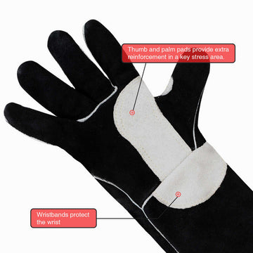 AP-1201-1 Heat-Resistant Fire-retardant Leather Welding Gloves - 0