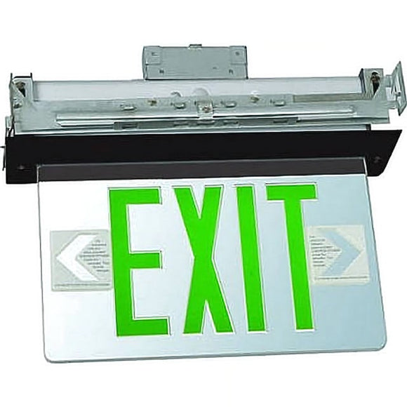 LED Exit Sign, Green Letters, Battery Backup