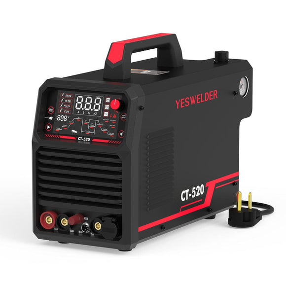 CT-520 Welder & Plasma Cutter | HF TIG, Pulse TIG, Stick, CUT | 200A Multi-Process Welding Machine