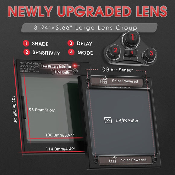 LYG-M800H-B Large View Auto Darkening Welding Helmet