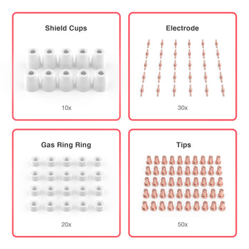 PT31-110PCS 110 Pcs PT31 Plasma Cutting Torch Comsumables - 0