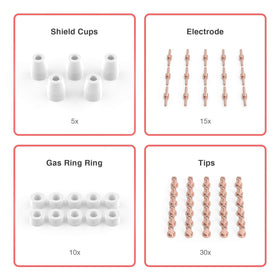 PT31-60PCS 60 Pcs PT31 Plasma Cutting Torch Comsumables - 0