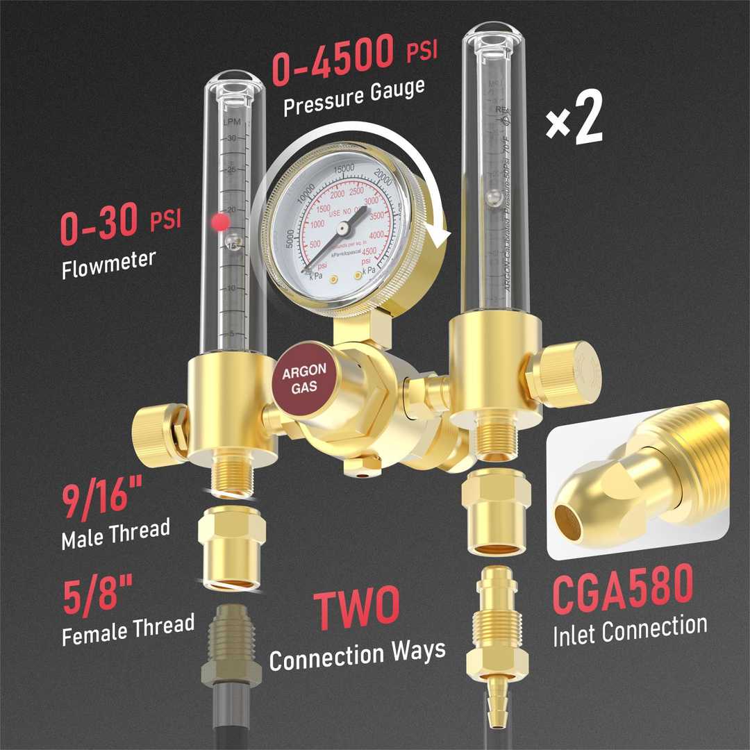 WX-AR564-CGA580 Dual Flow Welding Regulator