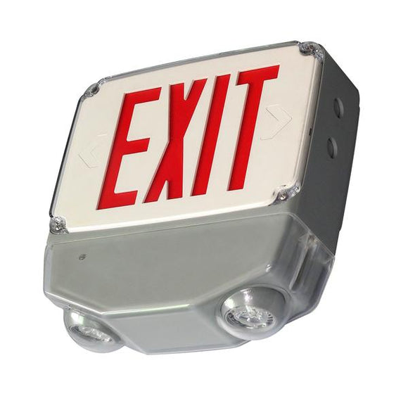 LED Exit & Emergency Combo, Red/White, Cold Weather