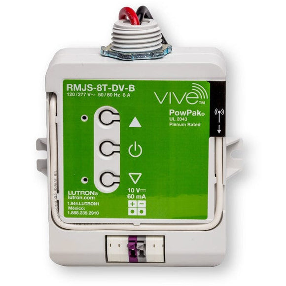 Lutron RMJS-8T-DV-B PowPak dimming module with 0-10 V control, 120-277 V